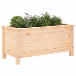 vidaXL Garden Raised Bed Outdoor Wooden Planter Pot Flower Bed Solid Wood Pine - natural pine, 82.5 x 40 x 39 cm - Additional view 2