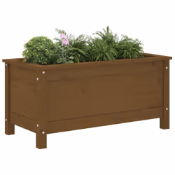 vidaXL Garden Raised Bed Outdoor Wooden Planter Pot Flower Bed Solid Wood Pine - honey brown pine, 82.5 x 40 x 39 cm - Additional view 2