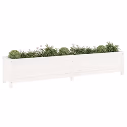 vidaXL Garden Raised Bed Outdoor Wooden Planter Pot Flower Bed Solid Wood Pine - white pine, 199.5 x 40 x 39 cm