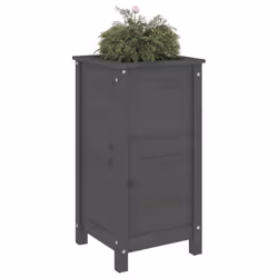 vidaXL Garden Raised Bed Outdoor Wooden Planter Pot Flower Bed Solid Wood Pine - grey pine, 40 x 40 x 78 cm - Additional view 2