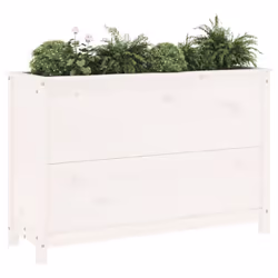 vidaXL Garden Raised Bed Outdoor Wooden Planter Pot Flower Bed Solid Wood Pine - white pine, 119.5 x 40 x 78 cm