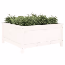 vidaXL Garden Raised Bed Outdoor Wooden Planter Pot Flower Bed Solid Wood Pine - white pine, 82.5 x 82.5 x 39 cm - Additional view 2