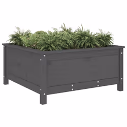 vidaXL Garden Raised Bed Outdoor Wooden Planter Pot Flower Bed Solid Wood Pine - grey pine, 82.5 x 82.5 x 39 cm - Additional view 2