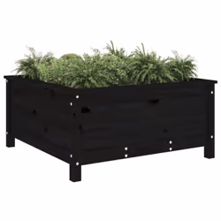 vidaXL Garden Raised Bed Outdoor Wooden Planter Pot Flower Bed Solid Wood Pine - black pine, 82.5 x 82.5 x 39 cm - Additional view 2