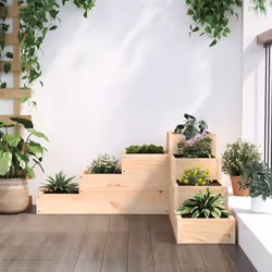 vidaXL Garden Planter Flower Pot Outdoor Planter Plant Pot Solid Wood Pine - natural pine, 80.5 x 79 x 36 cm - Additional view 2