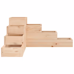 vidaXL Garden Planter Flower Pot Outdoor Planter Plant Pot Solid Wood Pine - natural pine, 80.5 x 79 x 36 cm - Additional view 4