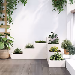 vidaXL Garden Planter Flower Pot Outdoor Planter Plant Pot Solid Wood Pine - white pine, 80.5 x 79 x 36 cm - Additional view 2