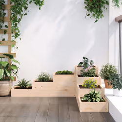 vidaXL Garden Planter Flower Pot Outdoor Planter Plant Pot Solid Wood Pine - natural pine, 106 x 104.5 x 36 cm - Additional view 2