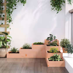 vidaXL Garden Planter Flower Pot Outdoor Planter Plant Pot Solid Wood Pine - natural douglas, 106 x 104.5 x 36 cm - Additional view 2