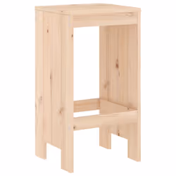 vidaXL Garden Stools Outdoor Bar Stool Wooden Chair 2 pcs Solid Wood Pine - natural pine, 40 x 36 x 75 cm - Additional view 2