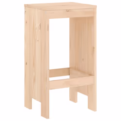 vidaXL Garden Stools Outdoor Bar Stool Wooden Chair 2 pcs Solid Wood Pine - natural pine, 40 x 36 x 75 cm - Additional view 5