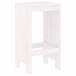 vidaXL Garden Stools Outdoor Bar Stool Wooden Chair 2 pcs Solid Wood Pine - white pine, 40 x 36 x 75 cm - Additional view 2