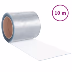 ) vidaXL Strip Curtain Roll Privacy Window Covering Pedestrian Door Strip PVC - transparent, 200 x 1.6 mm (10 m
