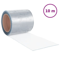 ) vidaXL Strip Curtain Roll Privacy Window Covering Pedestrian Door Strip PVC - transparent, 200 x 1.6 mm (10 m