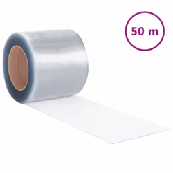 ) vidaXL Strip Curtain Roll Privacy Window Covering Pedestrian Door Strip PVC - transparent, 200 x 1.6 mm (50 m