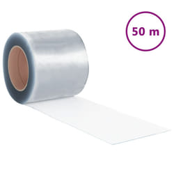 ) vidaXL Strip Curtain Roll Privacy Window Covering Pedestrian Door Strip PVC - transparent, 200 x 1.6 mm (50 m