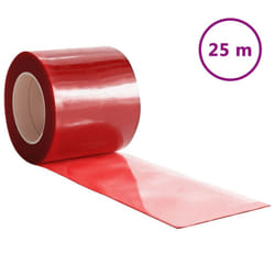 ) vidaXL Strip Curtain Roll Privacy Window Covering Pedestrian Door Strip PVC - red, 200 x 1.6 mm (25 m