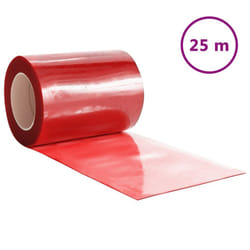 ) vidaXL Strip Curtain Roll Privacy Window Covering Pedestrian Door Strip PVC - red, 300 x 2.6 mm (25 m