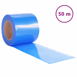 ) vidaXL Strip Curtain Roll Privacy Window Covering Pedestrian Door Strip PVC - blue, 200 x 1.6 mm (50 m