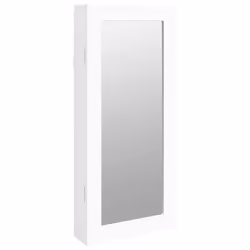 vidaXL Mirror Jewellery Cabinet Jewelry Armoire Mirror Wall Mounted Cabinet - white