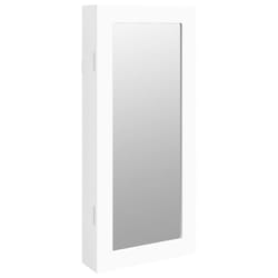 vidaXL Mirror Jewellery Cabinet Jewelry Armoire Mirror Wall Mounted Cabinet - white