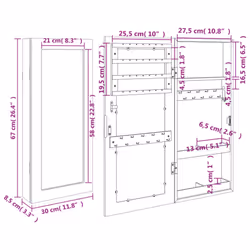 vidaXL Mirror Jewellery Cabinet Jewelry Armoire Mirror Wall Mounted Cabinet - white - Additional view 10