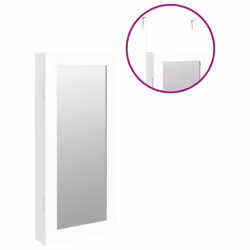 vidaXL Mirror Jewellery Cabinet Jewelry Armoire Mirror Wall Mounted Cabinet - white - Additional view 8
