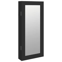 vidaXL Mirror Jewellery Cabinet Jewelry Armoire Mirror Wall Mounted Cabinet - black