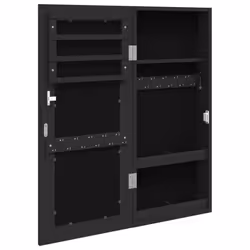 vidaXL Mirror Jewellery Cabinet Jewelry Armoire Mirror Wall Mounted Cabinet - black - Additional view 4