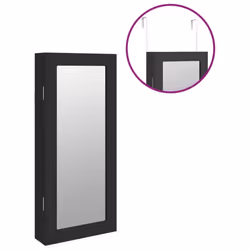 vidaXL Mirror Jewellery Cabinet Jewelry Armoire Mirror Wall Mounted Cabinet - black - Additional view 8