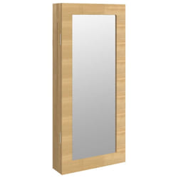 vidaXL Mirror Jewellery Cabinet Jewelry Armoire Mirror Wall Mounted Cabinet - brown