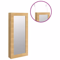 vidaXL Mirror Jewellery Cabinet Jewelry Armoire Mirror Wall Mounted Cabinet - brown - Additional view 8