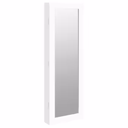 vidaXL Mirror Jewellery Cabinet Jewelry Armoire Mirror Wall Mounted Black - white