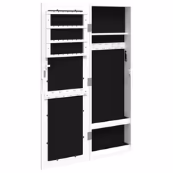 vidaXL Mirror Jewellery Cabinet Jewelry Armoire Mirror Wall Mounted Black - white - Additional view 4