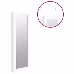 vidaXL Mirror Jewellery Cabinet Jewelry Armoire Mirror Wall Mounted Black - white - Additional view 8