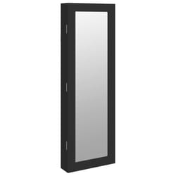 vidaXL Mirror Jewellery Cabinet Jewelry Armoire Mirror Wall Mounted Black - black