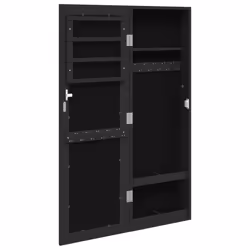 vidaXL Mirror Jewellery Cabinet Jewelry Armoire Mirror Wall Mounted Black - black - Additional view 4