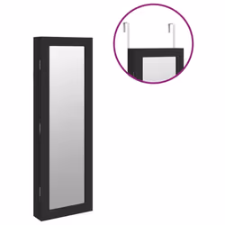 vidaXL Mirror Jewellery Cabinet Jewelry Armoire Mirror Wall Mounted Black - black - Additional view 8