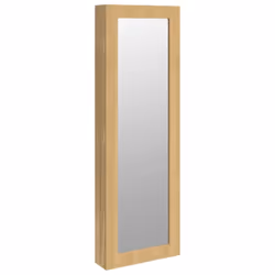 vidaXL Mirror Jewellery Cabinet Jewelry Armoire Mirror Wall Mounted Black - brown