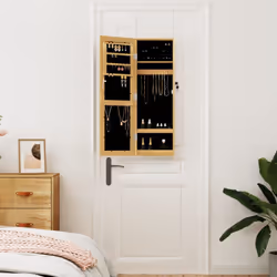 vidaXL Mirror Jewellery Cabinet Jewelry Armoire Mirror Wall Mounted Black - brown