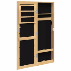 vidaXL Mirror Jewellery Cabinet Jewelry Armoire Mirror Wall Mounted Black - brown - Additional view 4