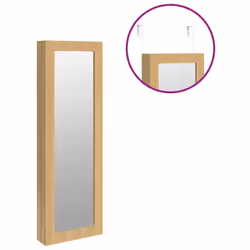 vidaXL Mirror Jewellery Cabinet Jewelry Armoire Mirror Wall Mounted Black - brown - Additional view 8