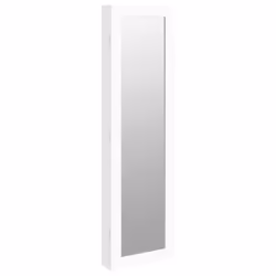 vidaXL Mirror Jewellery Cabinet Jewelry Armoire Mirror Wall Mounted White - white