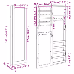 vidaXL Mirror Jewellery Cabinet Jewelry Armoire Mirror Wall Mounted White - white - Additional view 10