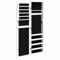 vidaXL Mirror Jewellery Cabinet Jewelry Armoire Mirror Wall Mounted White - white - Additional view 4
