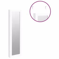 vidaXL Mirror Jewellery Cabinet Jewelry Armoire Mirror Wall Mounted White - white - Additional view 8