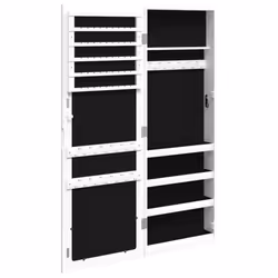 vidaXL Mirror Jewellery Cabinet Jewelry Armoire Mirror Organiser Wall Mounted - white, 37.5 x 10 x 106 cm - Additional view 4