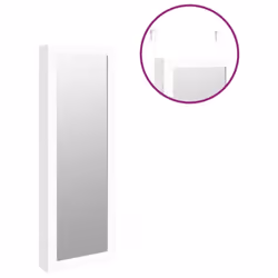 vidaXL Mirror Jewellery Cabinet Jewelry Armoire Mirror Organiser Wall Mounted - white, 37.5 x 10 x 106 cm - Additional view 8