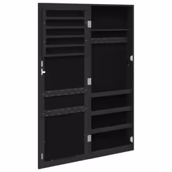 vidaXL Mirror Jewellery Cabinet Jewelry Armoire Mirror Organiser Wall Mounted - black, 37.5 x 10 x 106 cm - Additional view 4