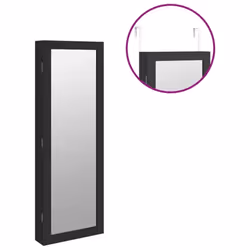vidaXL Mirror Jewellery Cabinet Jewelry Armoire Mirror Organiser Wall Mounted - black, 37.5 x 10 x 106 cm - Additional view 8